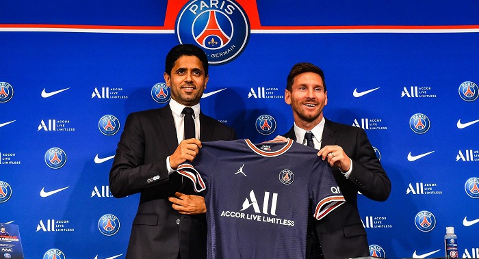 Nasser Al Khelaifi Lionel Messi PSG - OnzedAfrik