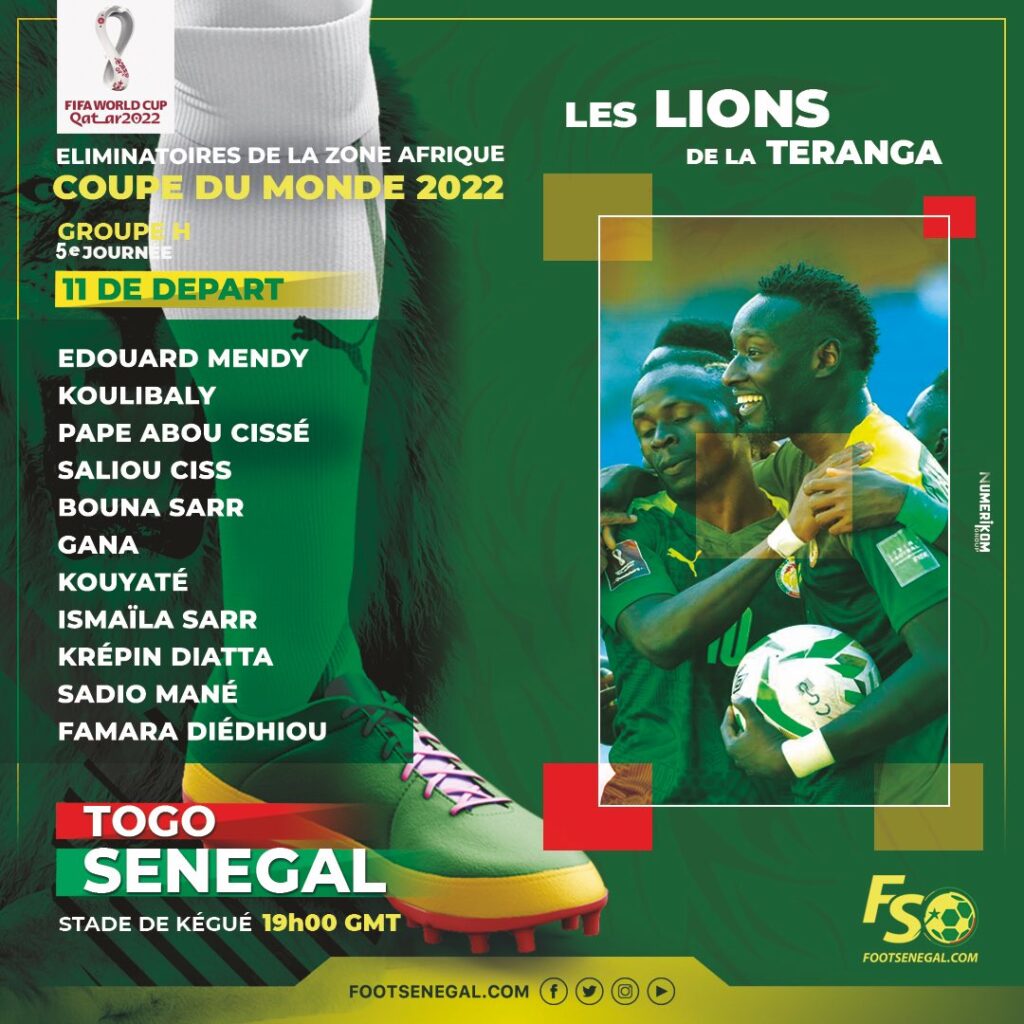Togo-Sénégal : la composition officielle des Lions de la Téranga dévoilée 11 FD7nikxXMAIsW d - OnzedAfrik