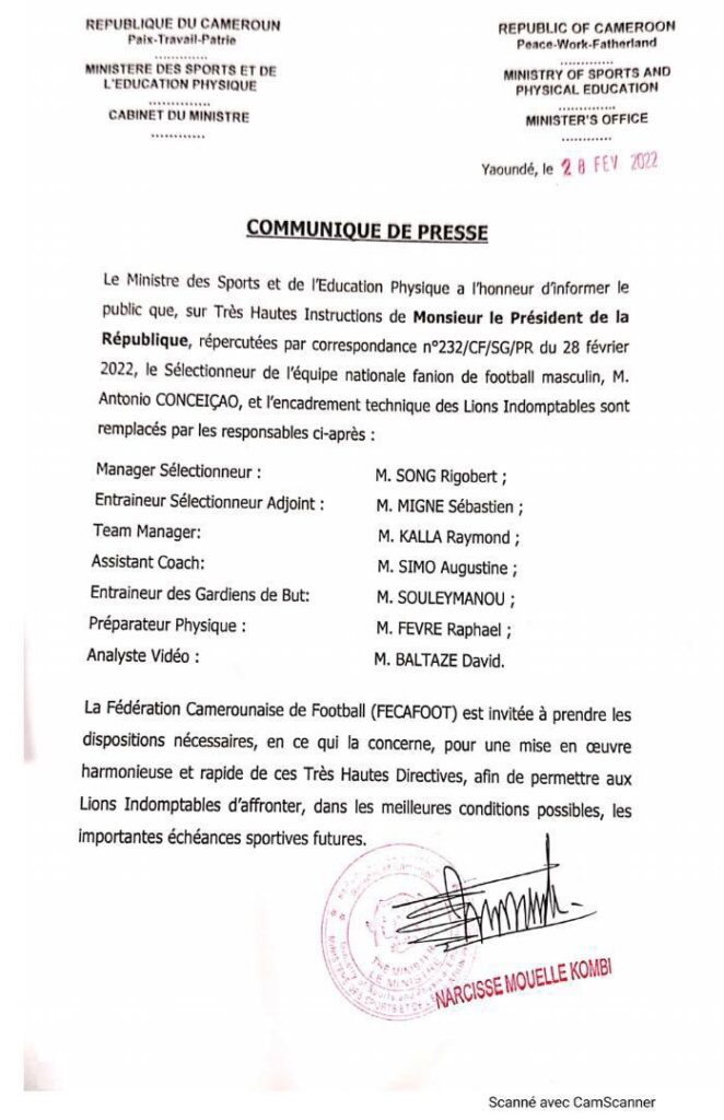 Cameroun : Rigobert Song succède à Conceição (officiel) 14 FMtTPTqXIAkUVSE - OnzedAfrik