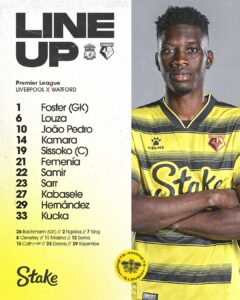 Liverpool - Watford : Les compos officielles avec Mo Salah et Ismaïla Sarr, mais sans Sadio Mané 11 DC011C94 3C4A 4DD0 942C C8DED027C5CD - OnzedAfrik