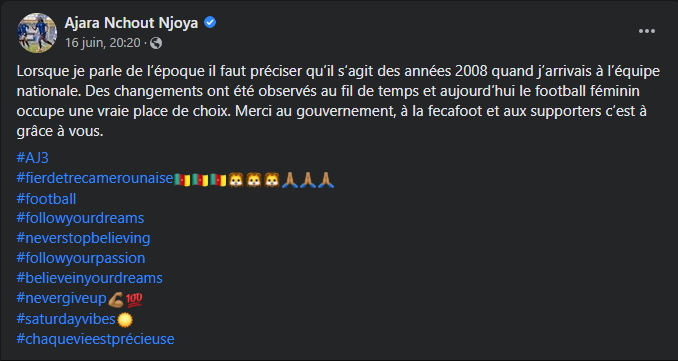 Cameroun (F) : Une Lionne indomptable encense Eto'o et crée une vive polémique ! 11 Capture 2 - OnzedAfrik