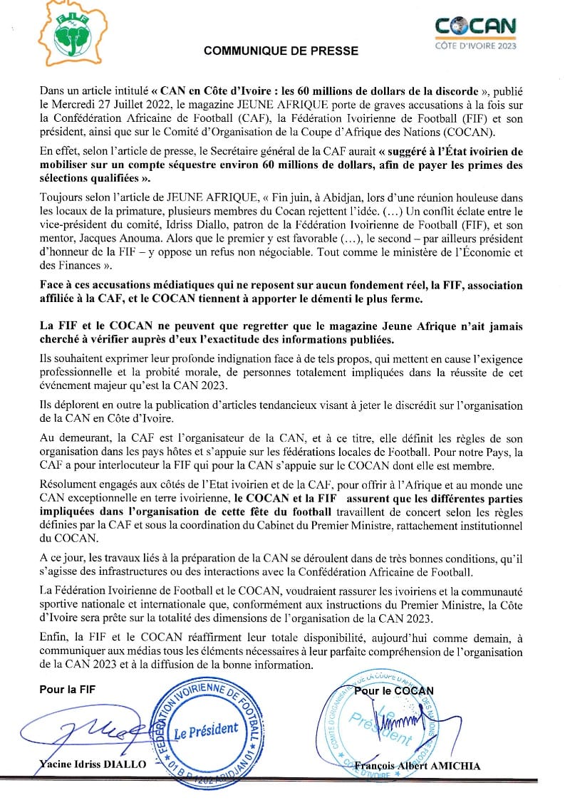 CAN 2023 : «...les 60 M$ de la discorde», la Cote d'Ivoire s'agace et crie au scandale 11 295633189 5209372775837393 7385502515280827851 n - OnzedAfrik