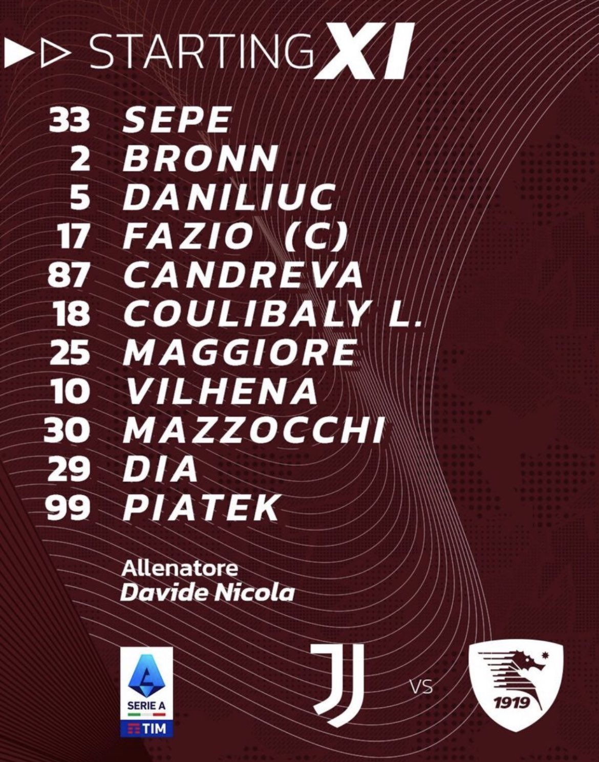 Série A : Boulaye Dia débute avec Salernitana face à la Juventus 11 - OnzedAfrik