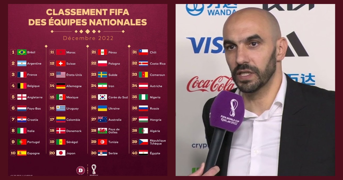 Regragui Classement FIFA - OnzedAfrik