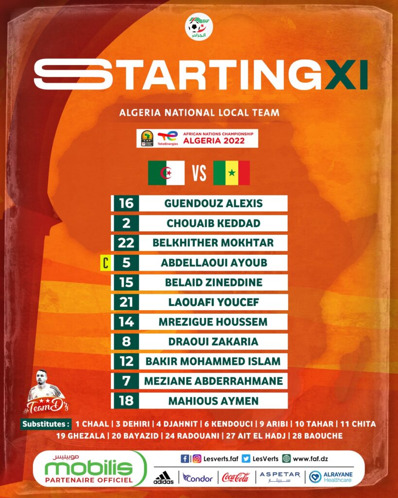 Algérie-Sénégal : Voici les compositions officielles de la finale du CHAN 2022 ! 14 FoJHABhXoAMYBW3 - OnzedAfrik