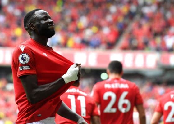 0 Cheikhou Kouyate celebrates after scoring for Nottingham Forest against AFC Bournemouth - OnzedAfrik