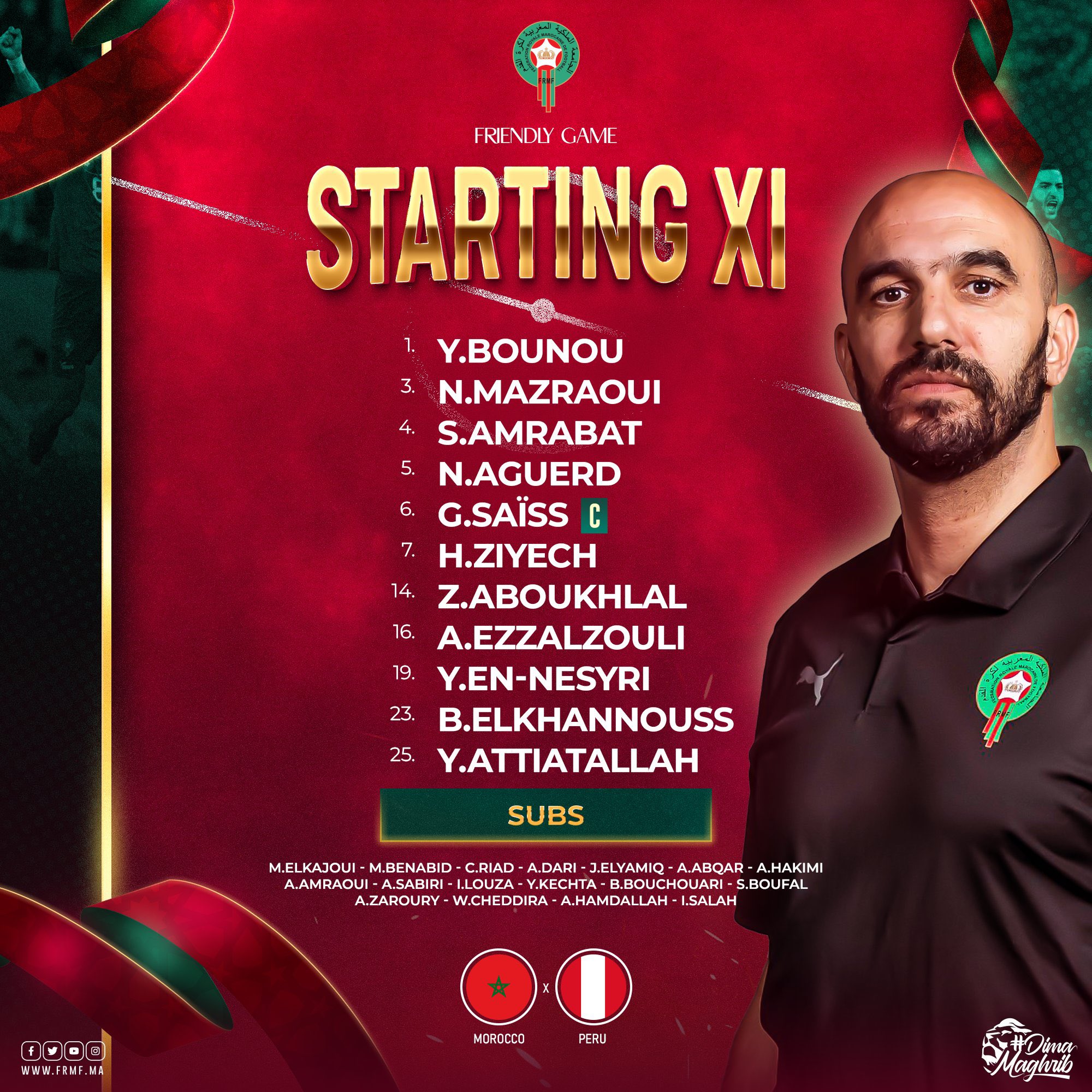 Maroc - Pérou : Le onze de départ des Lions de l'Atlas 11 FsU i68WIBIhSNA - OnzedAfrik