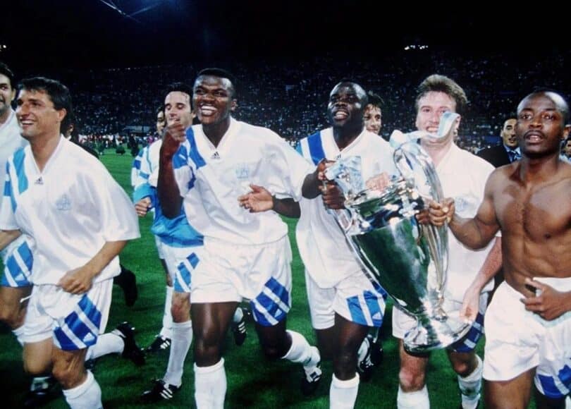 marseille celebrate winning the 1992 93 uefa champions league - OnzedAfrik