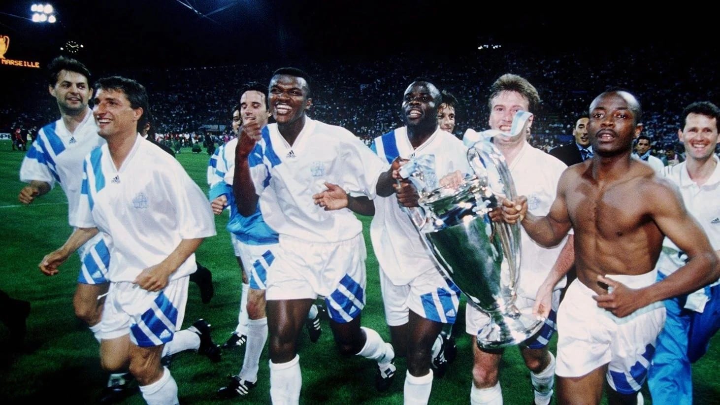 marseille celebrate winning the 1992 93 uefa champions league - OnzedAfrik