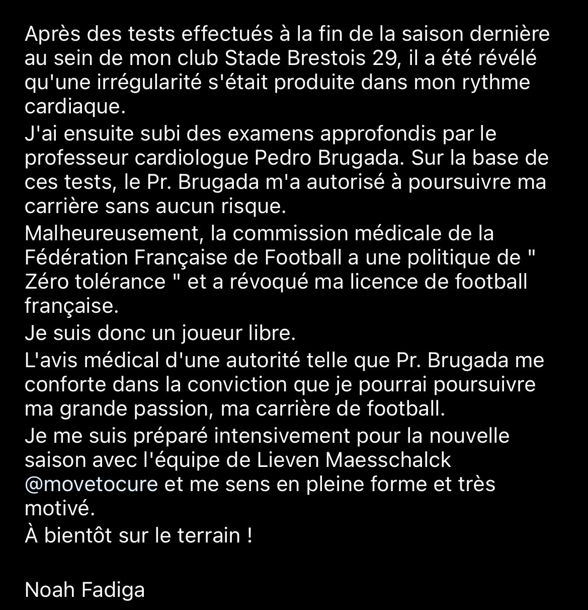 Libéré de son contrat par le Stade Brestois, Noah Fadiga fait une terrible annonce 11 F0q2kjyWIAAPAkG - OnzedAfrik