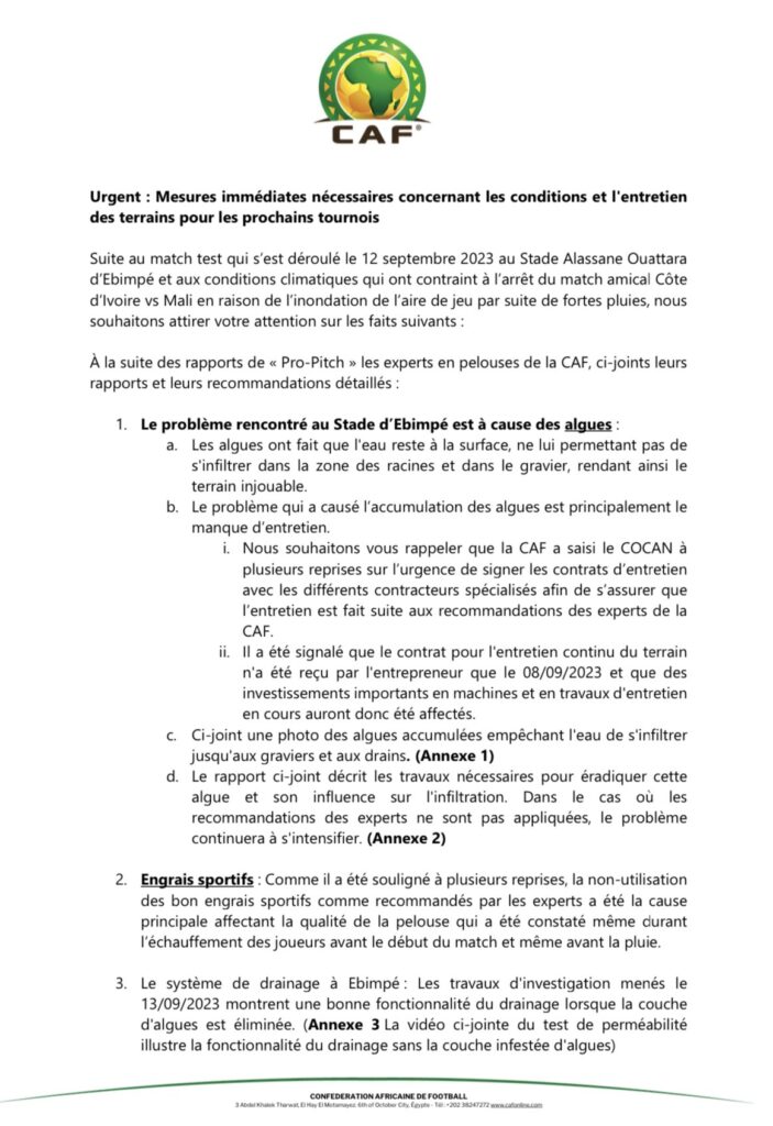 Stade Alassane Ouattara d'Ebimpé : La CAF révèle les raisons de l’inondation 17 2023 09 21 11 29 31 23918 picture - OnzedAfrik
