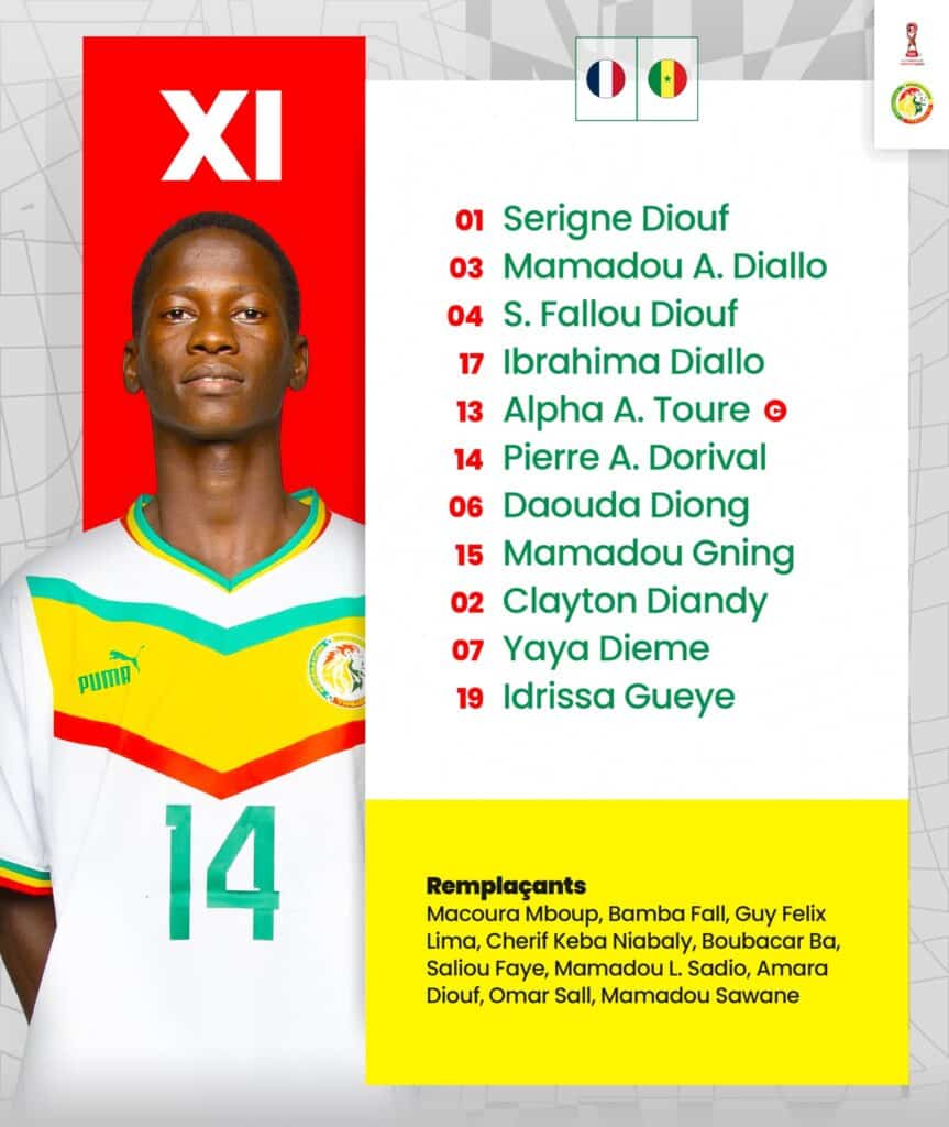 Mondial U17: Amara Diouf sur le banc, la composition officielle du Sénégal pour affronter la France 11 F iI3Q3WUAAwK8y - OnzedAfrik
