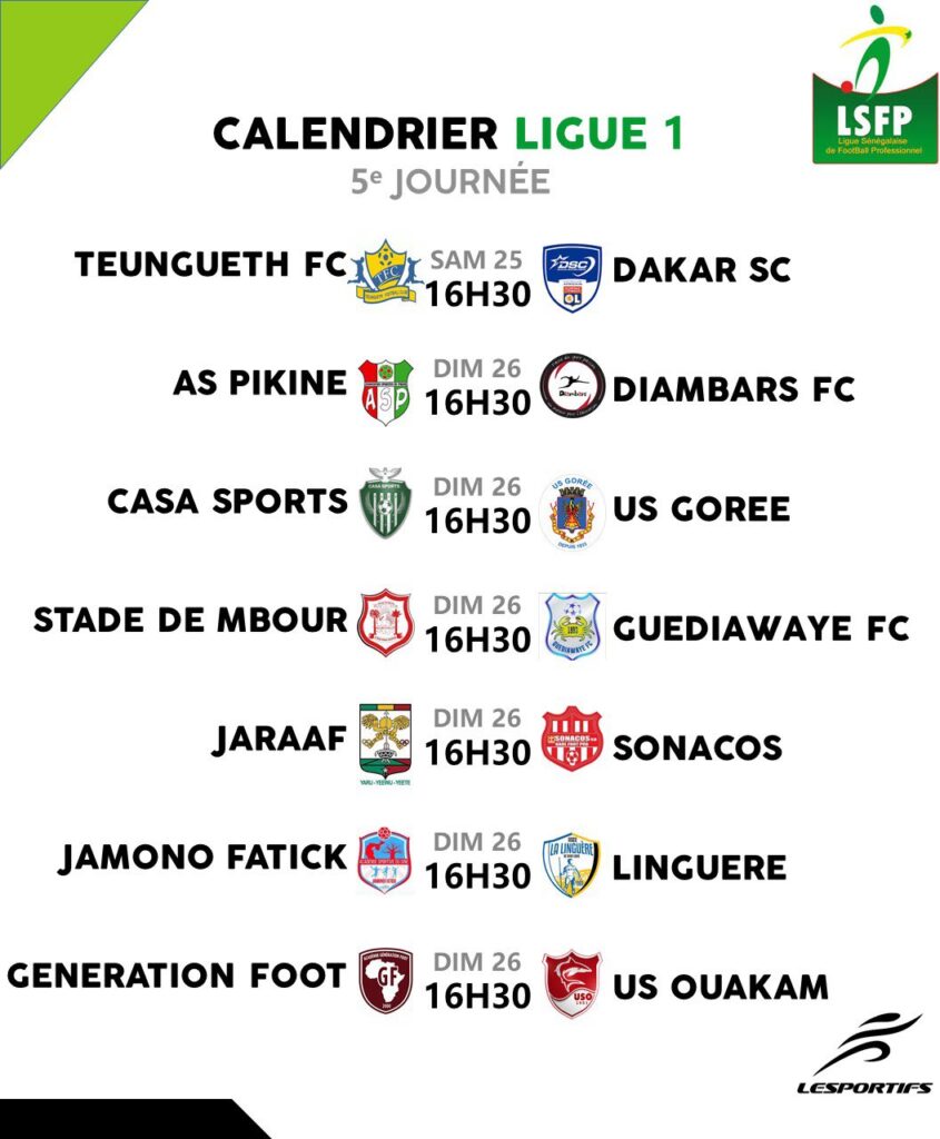 LSFP : duel au sommet entre Teungueth FC et Dakar SC, le programme de la 5e journée de la Ligue 1 11 F rz2EfWEAAl23A - OnzedAfrik