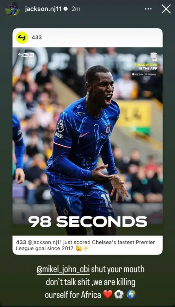 Chelsea : la réponse surprenante d'Obi Mikel aux insultes de Nicolas Jackson 11 La réponse cinglante de Jackson à Obi Mikel