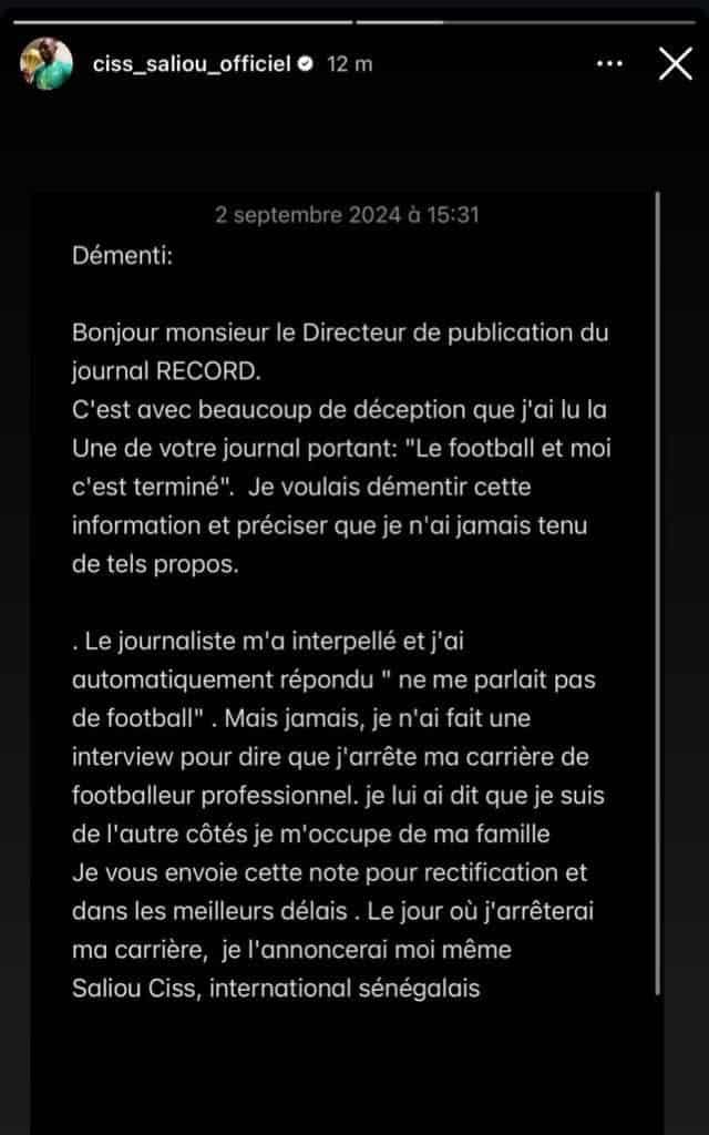 Sénégal : Saliou Ciss réagit à l'annonce de sa retraite ! 11 Saliou Ciss