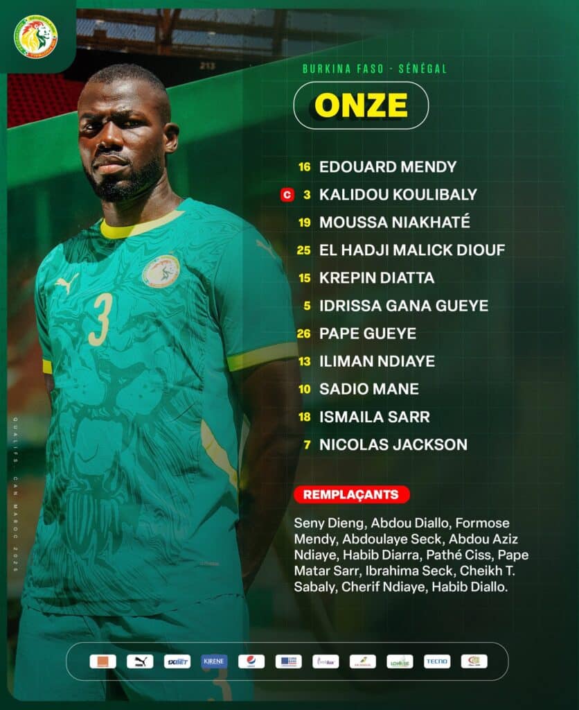 Burkina Faso-Sénégal : le onze des Lions avec Krépin et El Malick 11 Sénégal
