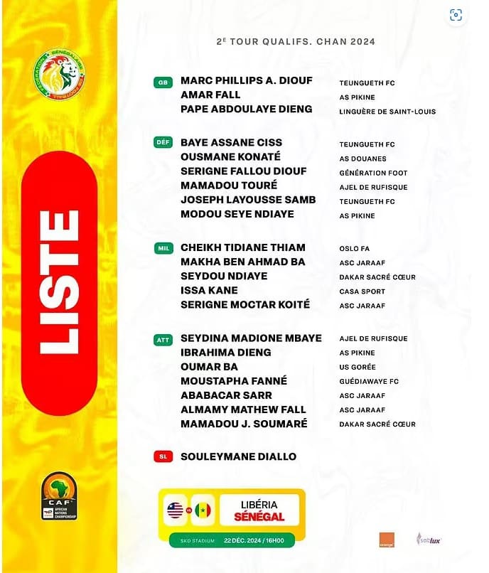 Qualifications CHAN 2025 : Souleymane Diallo dévoile la liste de 21 joueurs Locaux pour affronter le Libéria (officiel) 11 liste - OnzedAfrik